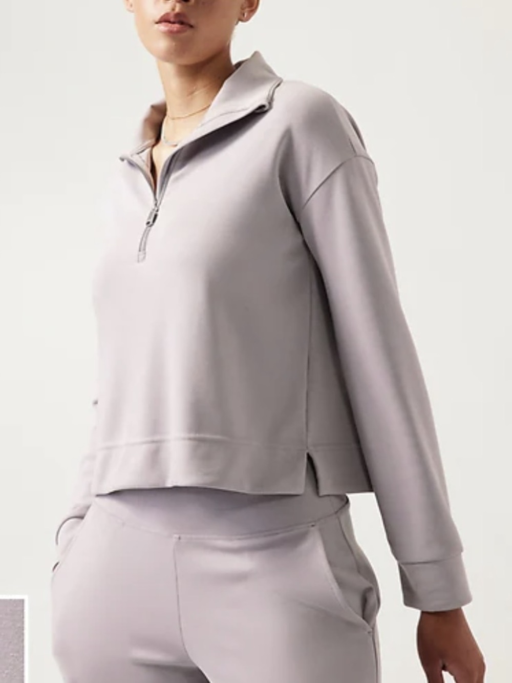 Athleta Seasoft Classic 1/4 Zip Sweatshirt Women’s L Tinsel Purple Modal